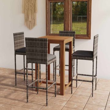 Set Bar da Giardino 5pz con Cuscini Grigio