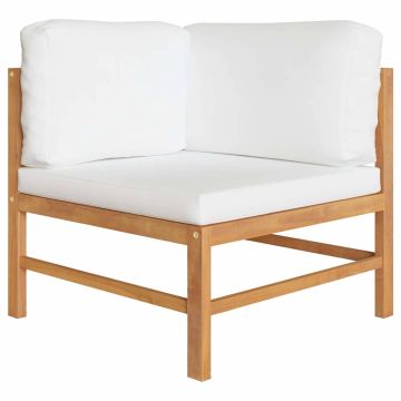 Panca da Giardino 2 Posti con Cuscini Crema Legno Massello Teak
