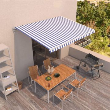 Tenda da Sole Retrattile Manuale 400x300 cm Blu e Bianca