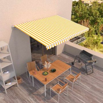 Tenda da Sole Retrattile Manuale 400x300 cm Gialla e Bianca