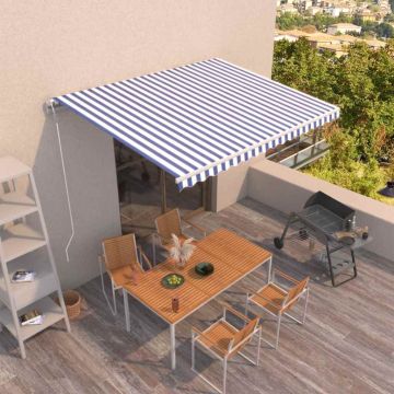 Tenda da Sole Retrattile Automatica 400x300 cm Blu e Bianca