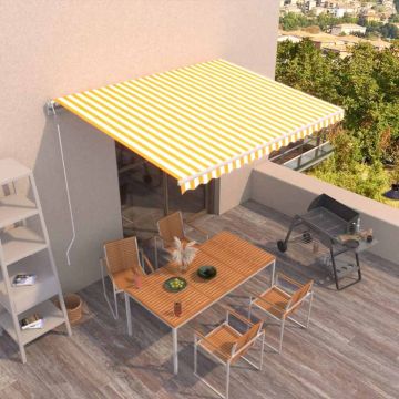 Tenda da Sole Retrattile Automatica 400x300 cm Gialla e Bianca