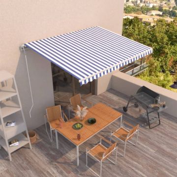 Tenda da Sole Retrattile Automatica 450x300 cm Blu e Bianca