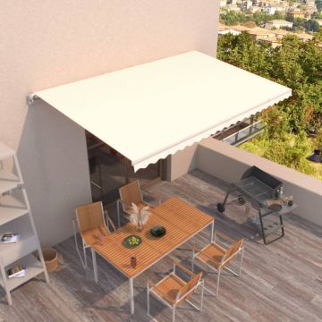 Tenda retrattile Crema 500 × 300 cm Poliestere e Alluminio