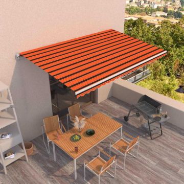 Tenda Sole Retrattile Manuale 500x300 cm Arancione e Marrone