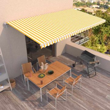 Tenda da Sole Retrattile Automatica 600x300 cm Gialla e Bianca