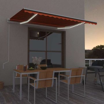 Tenda Automatica Sensore Vento e LED 450x350 cm Arancio Marrone