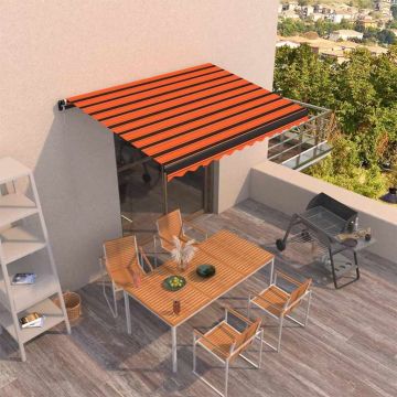 Tenda da Sole Manuale Retrattile 300x250 cm Arancione e Marrone