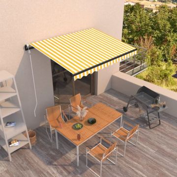 Tenda da Sole Retrattile Automatica 300x250 cm Gialla e Bianca