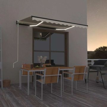 Tenda Automatica con Sensore Vento e LED 300x250 cm Crema
