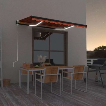 Tenda Automatica Sensore Vento e LED 300x250 cm Arancio Marrone