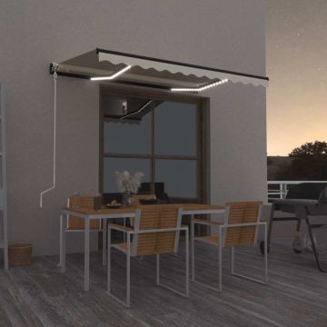Tenda Automatica con Sensore Vento e LED 400x300 cm Crema