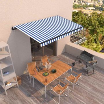 Tenda da Sole Retrattile Automatica 450x300 cm Blu e Bianca