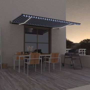 Tenda retrattile Blu e Bianco 500 × 300 cm Poliestere