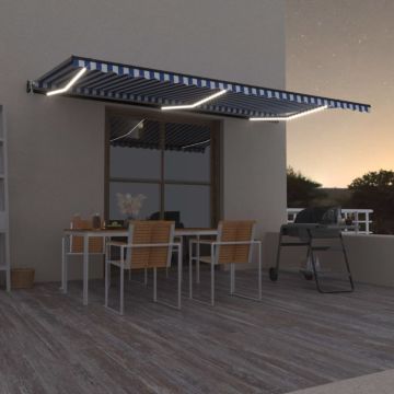 Tenda retrattile Blu e Bianco 600 × 300 cm Poliestere