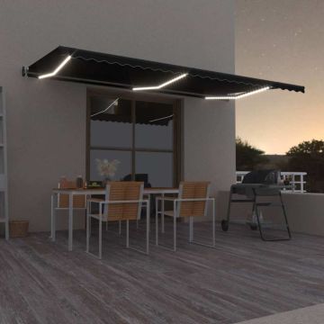 Tenda Automatica con Sensore Vento e LED 600x300 cm Antracite
