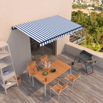 Tenda da Sole Retrattile Automatica 400x350 cm Blu e Bianca