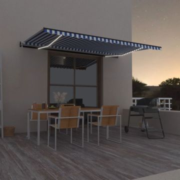 Tenda retrattile Blu e Bianco 500 × 350 cm Poliestere