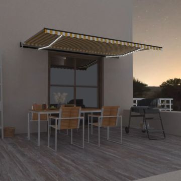 Tenda retrattile Giallo e Bianco 500 × 350 cm Poliestere
