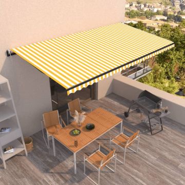 Tenda da Sole Retrattile Automatica 600x350 cm Gialla e Bianca