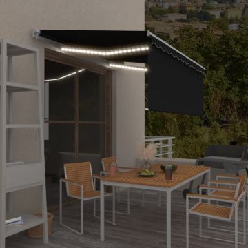 Tenda da Sole Retrattile Manuale con LED 3x2,5 m Antracite