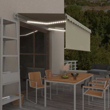Tenda Automatica con Parasole LED e Sensore Vento 3x2,5m Crema
