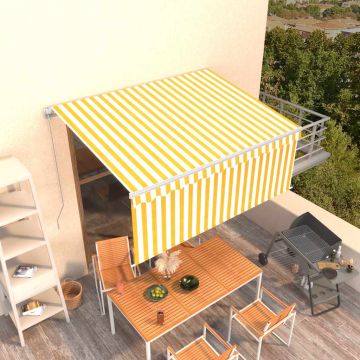 Tenda retrattile Giallo e Bianco 3,5 x 2,5 m Poliestere