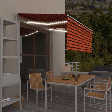 Tenda da Sole Retrattile Manuale LED 3,5x2,5m Arancione Marrone