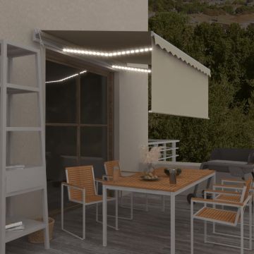Tenda Automatica Parasole LED Sensore Vento 3,5x2,5cm Crema
