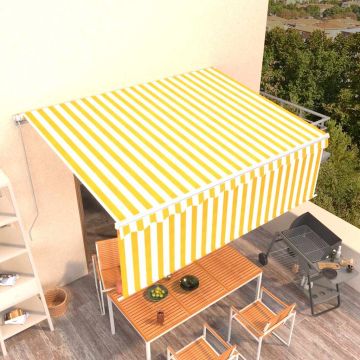 Tenda retrattile Giallo e Bianco 4 × 3 m Poliestere