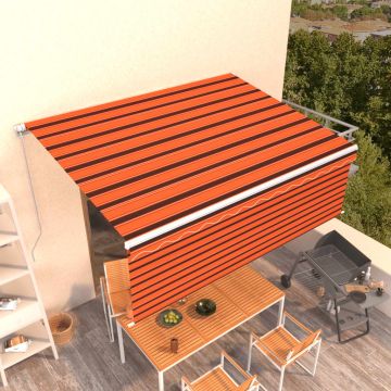 Tenda retrattile Arancione e Marrone 4 × 3 m Poliestere