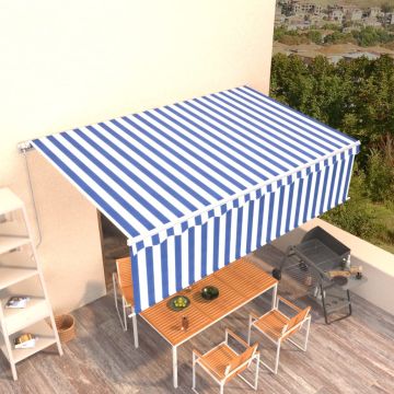 Tenda retrattile Blu e Bianco 5 x 3 m Poliestere