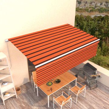 Tenda retrattile Arancione e Marrone 5 x 3 m Poliestere