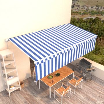 Tenda retrattile Blu e Bianco 6 x 3 m Poliestere