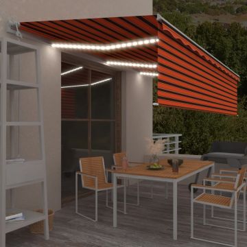 Tenda Automatica ParasoleLEDSensoreVento 6x3 m ArancioMarrone