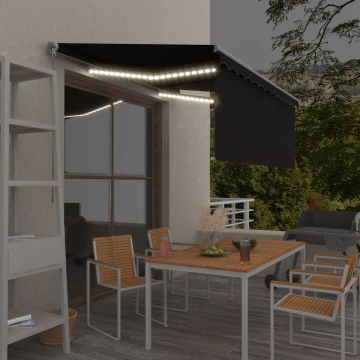 Tenda da Sole Retrattile Manuale con LED 3x2,5 m Antracite