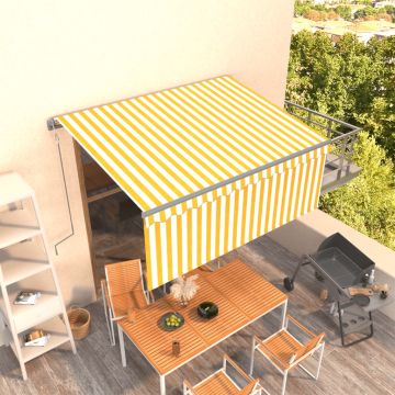 Tenda Sole Retrattile Automatica e Parasole 3x2,5mGialla Bianca