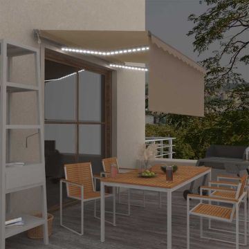 Tenda Automatica con Parasole LED e Sensore Vento 3x2,5m Crema