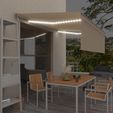 Tenda Automatica con Parasole LED e Sensore Vento 4x3 m Crema