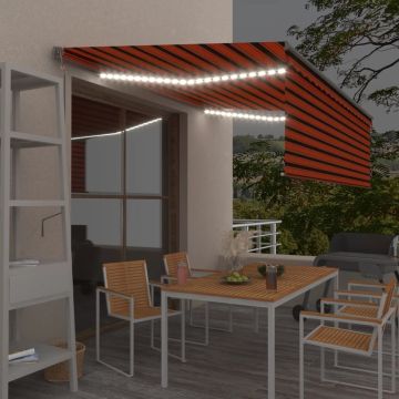 Tenda Automatica ParasoleLEDSensoreVento 4x3 m ArancioMarrone