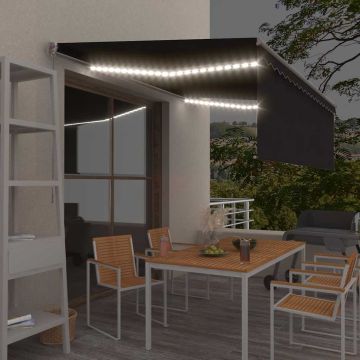 Tenda da Sole Retrattile Manuale con LED 4,5x3 m Antracite