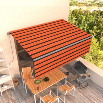 Tenda da Sole Retrattile Automatica 4,5x3m Arancione e Marrone