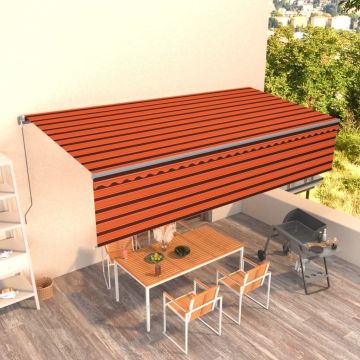Tenda Sole Retrattile Manuale Parasole 6x3m Arancione e Marrone