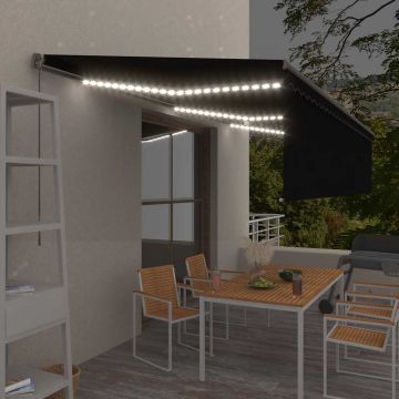 Tenda da Sole Retrattile Manuale con LED 6x3 m Antracite