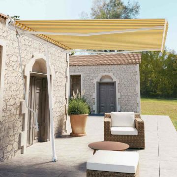 Tenda da Sole Autoportante Automatica 300x250 cm Gialla Bianca