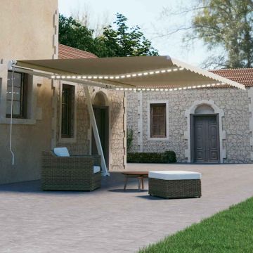 Tenda Automatica con Sensore Vento e LED 600x300 cm Crema