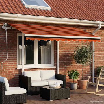 Tenda da Sole Retrattile Manuale LED 3x2,5cm Arancio Marrone