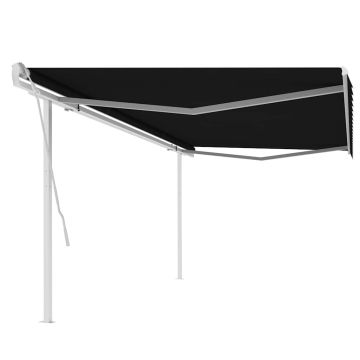 Tenda da Sole Retrattile Manuale con Pali 5x3 m Antracite