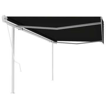 Tenda da Sole Retrattile Automatica con Pali 5x3 m Antracite