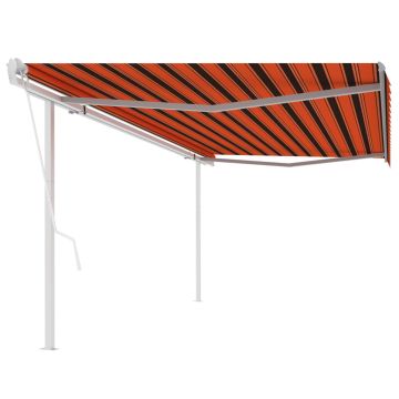 Tenda Retrattile Automatica con Pali 5x3,5 m Arancione Marrone